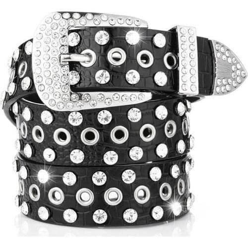 Women and men belt rhinestone teenage Waistband belts 2021 new matel Buckle black belts boys