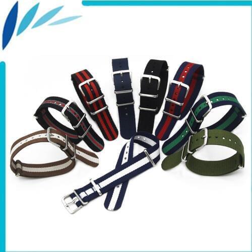 Nylon Watch Band 20mm for Moto 360 2 42mm Men Watchband Stainless Steel Pin Buckle Strap Wrist Loop Belt Bracelet Black Brown