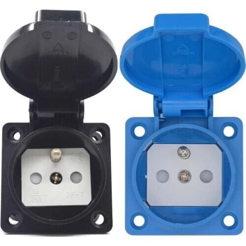 Black blue franch germany industry safety outlet 16A 250V IP54 CE cover waterproof dusrproof power connector AC socket