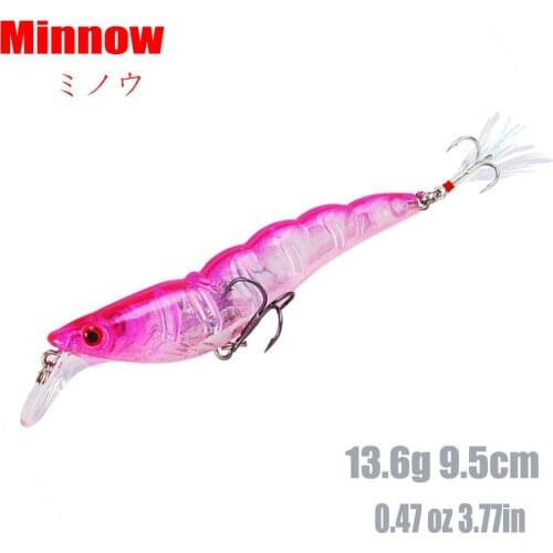 Shrimp Fishing Lure13.6g/9.5cm Minnow swimbait Bass wobbler Artificial Hard Bait jig sea fishing carp fishing equipment Pesca