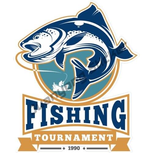 Fishing Tournament Art Pattern Cartoon Car Sticker Coloful Decals Motorcycle Accessories Window Trunk Laptop Sticker PVC12x15cm