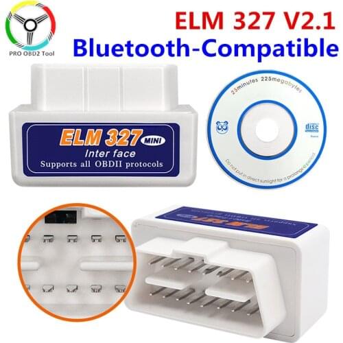 Super Mini ELM 327 V2.1 Bluetooth-Compatible Code Reader Scanner OBDII ELM327 BT V2.1 Adapter Tools ELM 327 Diagnostic Tool