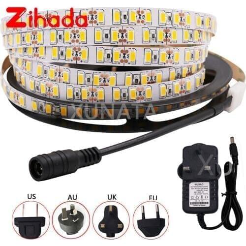 DC12V 120Leds/m 5630 5730 Flexible Tape Ribbon Led Strip Light White/Warm White Led String Lamp Lights With EU/US/UK Plug