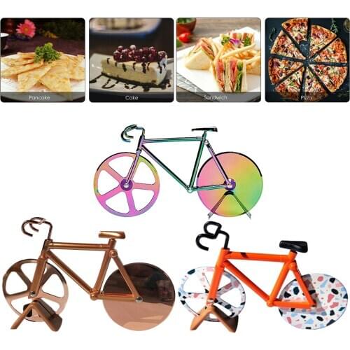 Bicycle Pizza Cutter Bike Roller Pizza Slicer Kitchen Pizza Cutter Orange