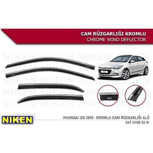 For Hyundai i20 Wind Deflector Chrome Rain Window Visors 2015 2016 2017 2018 2019 2020 and 4 Pieces Auto Accessory