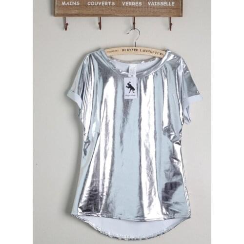 Womens short sleeve short sleeve T-shirt, bright silver punk T-shirt