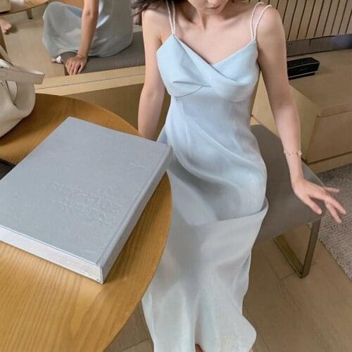 Fashion Sexy V Neck Solid Sleeveless Summer Dress Women Casual Spaghetti Strap Strapless Party Dresses Femme Clothes Vestidos