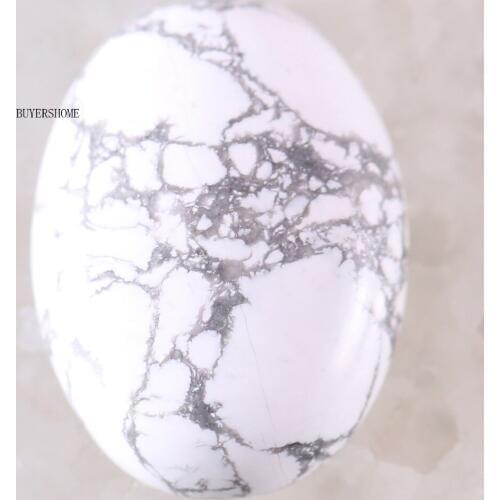 1Pair CAB Cabochon 22x30MM Oval Natural Stone Bead For Making Necklace Bracelet Earrings White Howlite K522