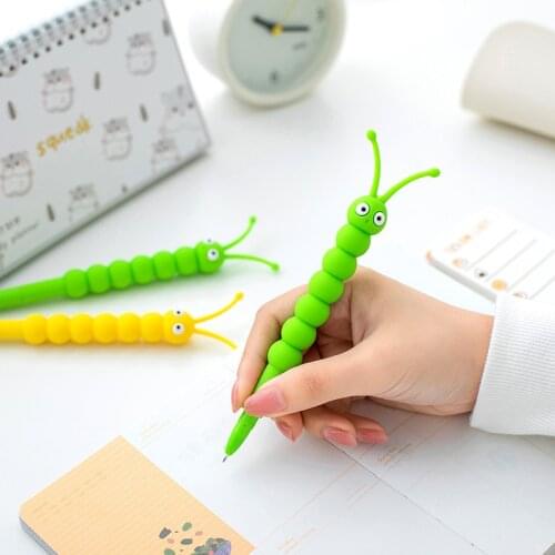 1Pcs Cute Soft Gel Pen Kawaii Stationery Office School Supply Decompression Creative caterpillar Lovely Cartoon Green Pen