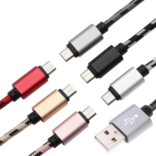 10pcs/lot Colorful New 1M 2M 3M Fabric Nylon Braided Micro USB Cable for Samsung For Blackberry for HTC Cloth Braided Cable