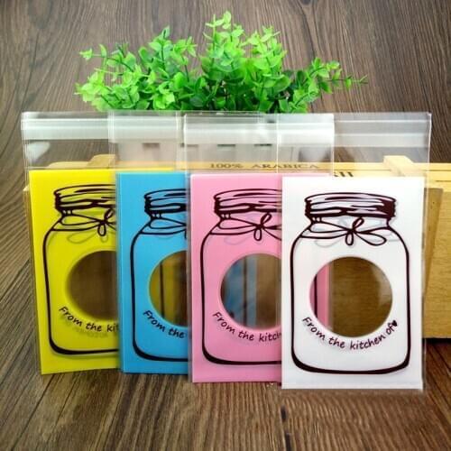 100Pcs Cute Color bottle pattern Plastic Bag Wedding Birthday Cookie Candy Gift Packaging Bags OPP Self Adhesive Party Favors