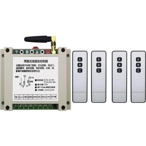 1000M AC 220V RF 2CH 2 CH Wireless Remote Control Switch Receiver +Transmitter For Tubular Motor Garage Door Projection Screen