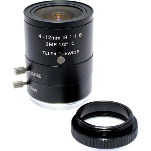 2MP 4-12mm IR LENS C Mount HD Industrial lens Vari-Focal Manual Iris CCTV Lens
