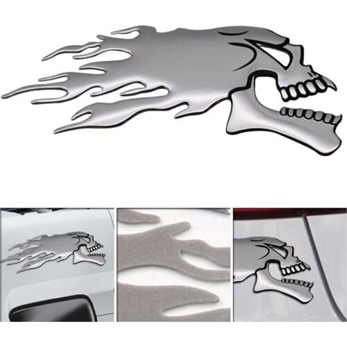 2Pcs/Pair 3D Chrome Ghost Skull Head Auto Motorcycle Car Sticker Emblem Decals For Haley Honda Kawasaki Suzuki 14.5x5.5cm