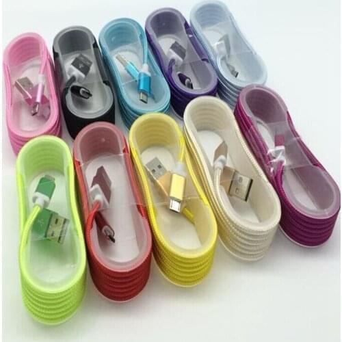 200pcs/lot High quality 1.5M Nylon Braided Metal Plug Micro USB Cable Line for Samsung Galaxy s7 s76 s4 lg