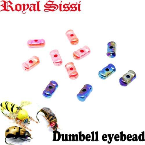 Royal Sissi 40 beads pack new fly tying dumbell beads double damsel plastic beads realistic insect eye beads fly tying materials