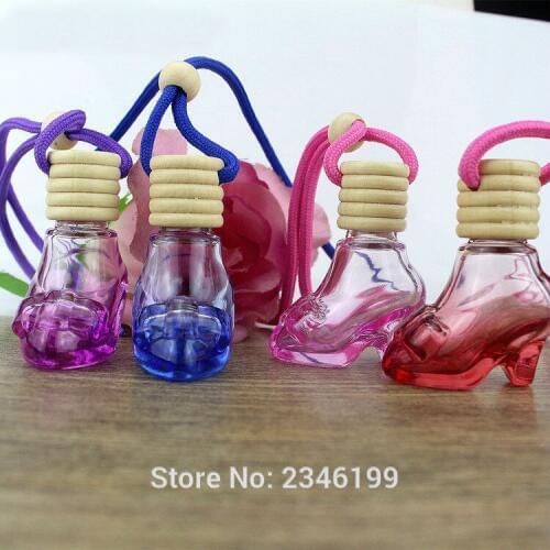 6ML40pcs/lot Charming Car Hang Decoration Pendants, Creative Glass Perfume Refillable Bottle, Portable Cosmetic Liquid Container