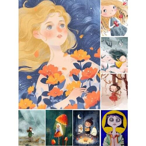 Cartoon Blonde Girls Figure Diy 5D Diamond Painting Full Square and Round Embroidery Mosaic Wall Art Cross Handmade Home Decor