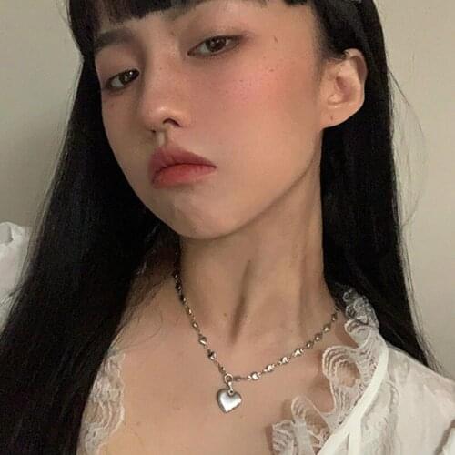 Heart Pendant Chain Necklace for Women Silver Color 2020 Fashion Jewelry Clavicle Chains Female Short Necklaces Simple New