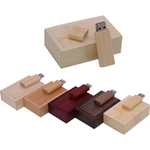 10pc free LOGO)Wooden usb2.0 +Box Memory stick Pendrive 8GB 16GB 32GB 64GB 128GB flash drive U disk pen drive cle wedding gift