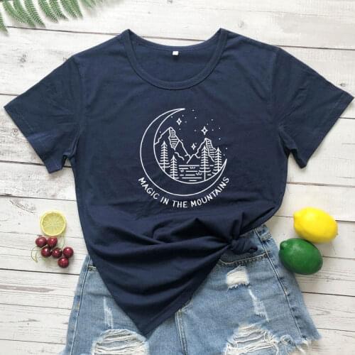 Magic In The Mountains T-shirt Aesthetic Women O-Neck Adventure Camping Tshirt Funny 90s Wanderlust Girls Summer Tee Shirt Top