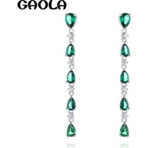 GAOLA New Waterdrop Luxury Clear Cubic Zircon Bridal Dangle Earrings Women Fashion Jewelry GLE6496