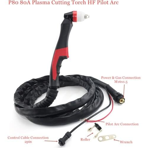 P80 Torch Plasma Cutting Torch Pilot Arc HF Plasma Cutter 4m 13ft for Air Cooled Plasma Cutting Machine