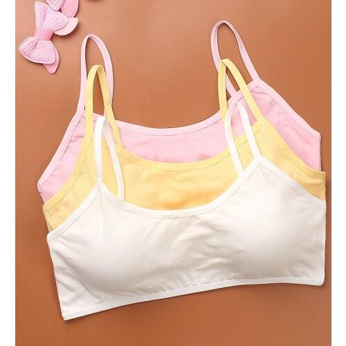 Cotton Kids Sports Bra Push Up Running Bra Tops Girls Full Cup Seamless Underwear Training Puberty Bra Sports Yoga Gym Sport Bra