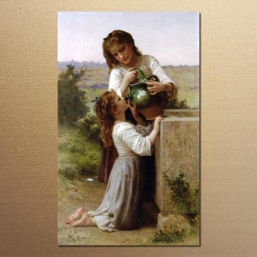 Oil Painting portrait At The Fountain William Adolphe Bouguereau Hand painted High quality