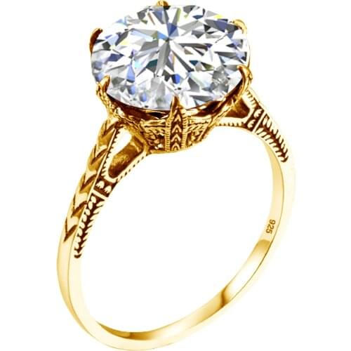 6ct Real Moissanite Rings For Women Real 925 Sterling Silver 14K Gold Plated Wedding Ring Diamond Eternity Women’s Jewelry Dubai