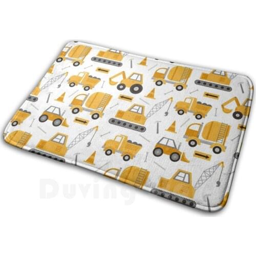 Construction Trucks Mat Rug Carpet Anti-Slip Floor Mats Bedroom Truck Trucks Construction Work Builder Building Tools Crane