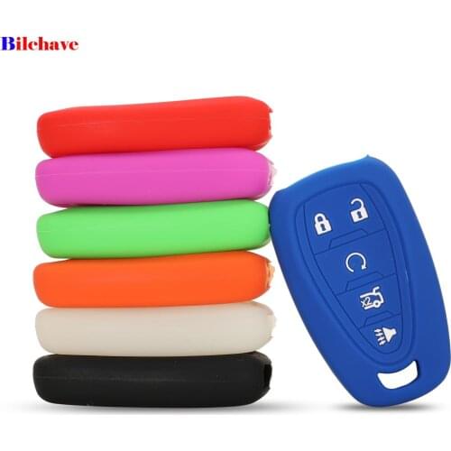 Bilchave 10pcs For Chevrolet Cruze Sonic Camaro Equniox Traverse Malibu Fob 5 Buttons Silicone Remote Car Key Case Cover