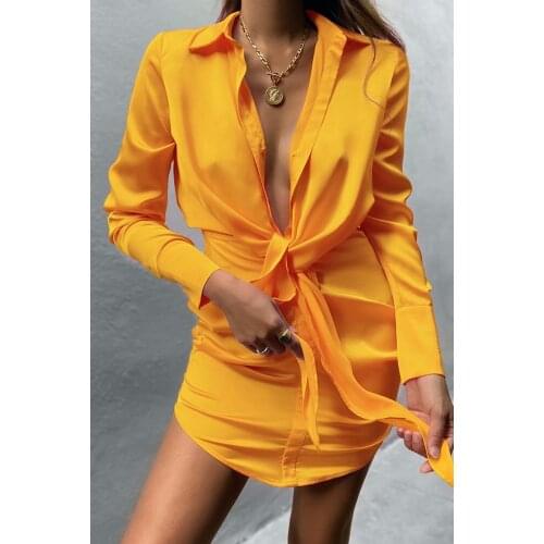 Summer Women dress mini long sleeves women dress Work pleated vocation style sexy loose white shirtdress solid clothing 2021