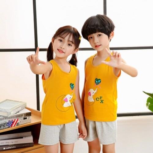 Summer Kids Clothes Childrens Pajamas Sets Pyjamas Kids Vest+Pants 2pcs Cartoon Pajamas For Girl Boys Baby Sleepwear Nightwear