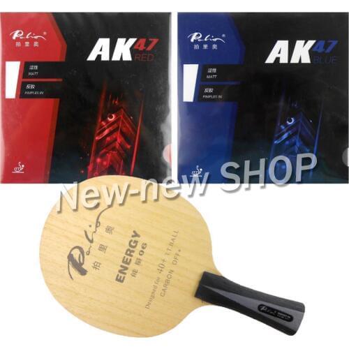 Palio ENERGY 06 Blade with Palio AK47 RED and AK47 BLUE Rubbers for a Racket Shakehand long handle FL