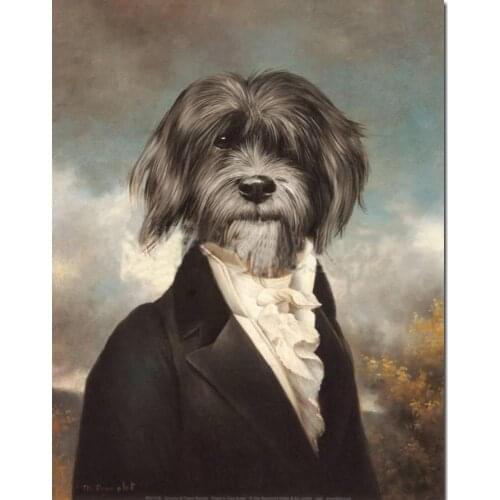 Wall Art Portraits With Dogs Oil Paintings Hand Painted On Canvas Gavroche Modern Animal Artwork For Living Room Office Decor