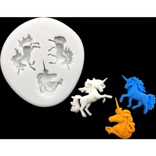 Wholesale 10 pcs 3 Unicorns Shape Silicone Mold Sugarcraft Chocolate Cupcake Baking Mold Fondant Cake Decorating Tools
