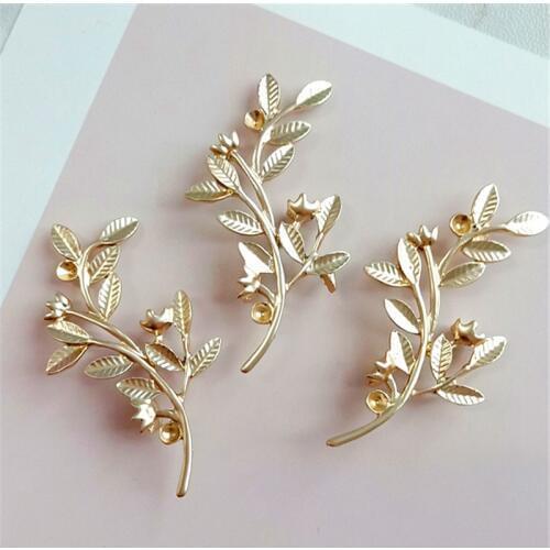 SEA MEW 10 PCS 32*56mm Metal Alloy MATTE-GOLD Leaf Branch Base Settings DIY Handmade Accessories For Jewelry Making