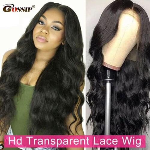 Cheapest 250 Density Lace Wig Glueless Body Wave Lace Front Wig 28 Inch Transparent Lace Human Hair Wig For Women T Part Remy