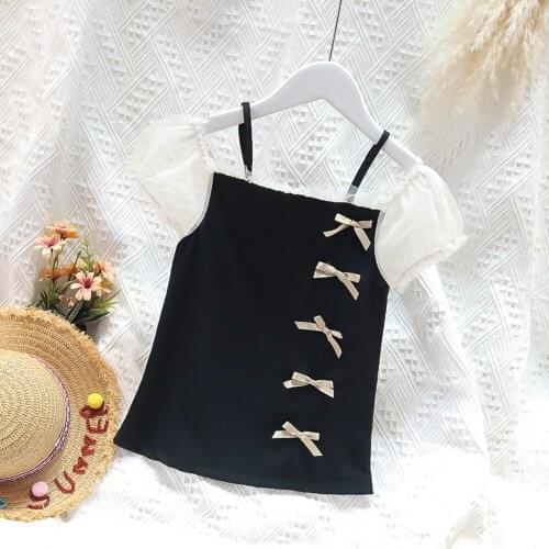 Girls Kids Princess Sweet Bow Dress Summer Fashion Spaghetti Children Baby Infants Off Shoulder Dresses Vestidos S12535