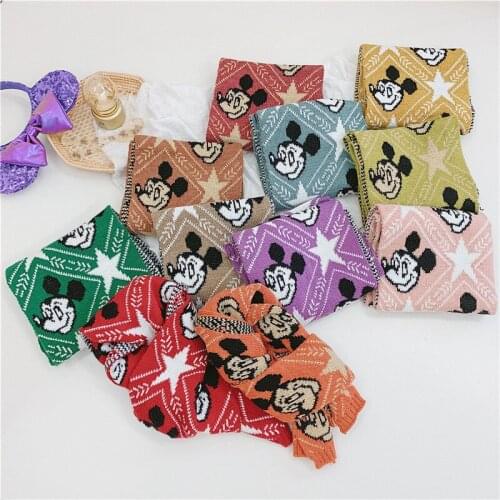 Winter Scarf For Kids Luxury Faux Fur Fashion Disney Pattern Mickey Soft Thicken Baby Children Girls Boys Warm Accessories