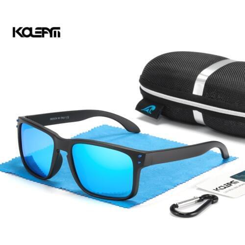New Sport Men Polarized zonnebril mannen Square Sun Glasses Women Eyewear 2020 UV400 With Hard Case 7 Colors KDEAM Sunglasses