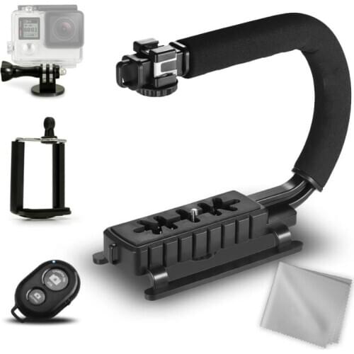 Video Action Camera Stabilizing Handle Grip Handheld Stabilizer with Bluetooth Remote for GoPro U-Grip Triple Shoe Mount