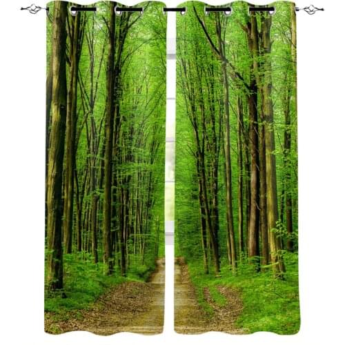Green Forest Blackout Curtains for Children Kids Home Decor Bedroom Living Room High Shading Window Curtains