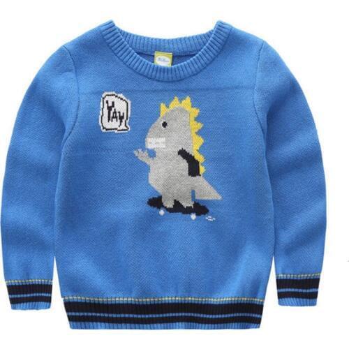 Toddler Boys Sweater 2019 Autumn New Arrival Cartoon Dinosaur Print Knitted Sweaters For Boys Casual Pullover Children Clothes