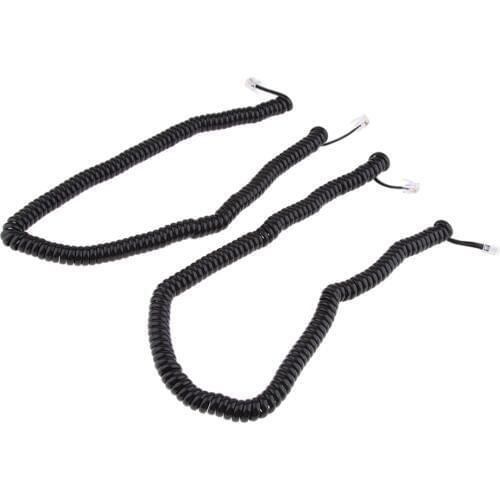 2x RJ9 Telephones Cable Phone Handset Coiled Cords Spiral Wire 2.53 to 16.4ft