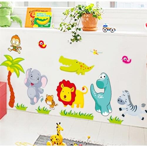 Cartoon forest Animals DIY wallpaper vinyl wall stickers for kids rooms child wall art decals home decoration