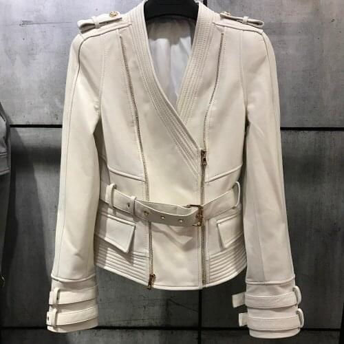 Leather real women genuine jacket