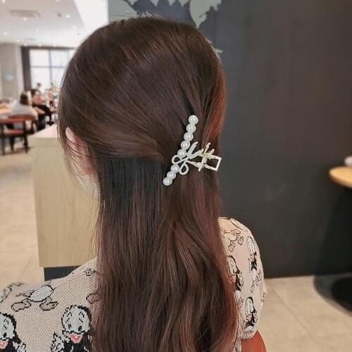 Women Elegant Metal Hair Claws Hairstyle Headband Bling Pearl Hair Clips Fashion Hair Accessories Barrettes Crab Ponytail Holder