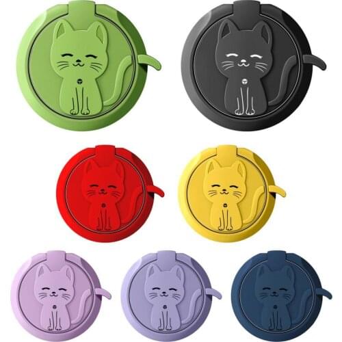 1Pcs Universal Cute Cat Finger Ring Holder Multifunctional Rotatable Cartoon Mobile Phone Finger Ring Buckle Lazy Phone Stand